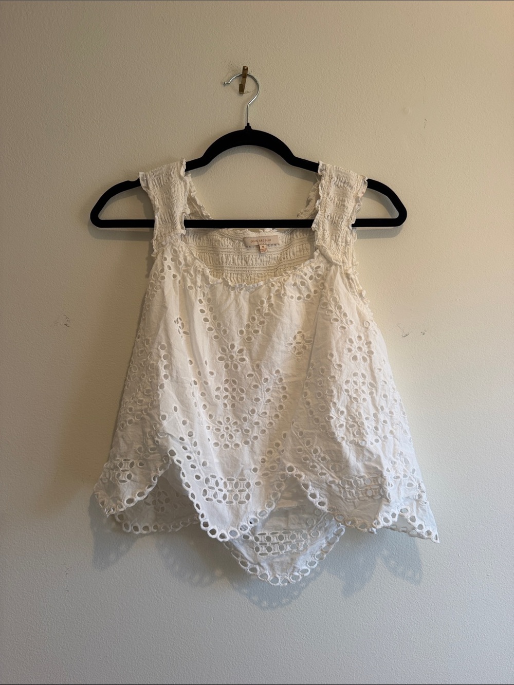 Women’s White Eyelet Lace Tank Top
